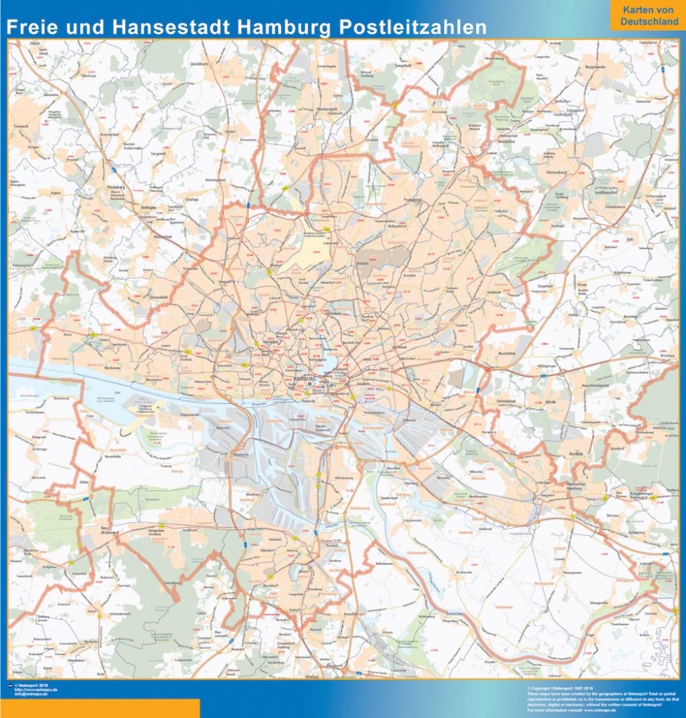 Freie und Hansestadt Hamburg postinumerot kartta