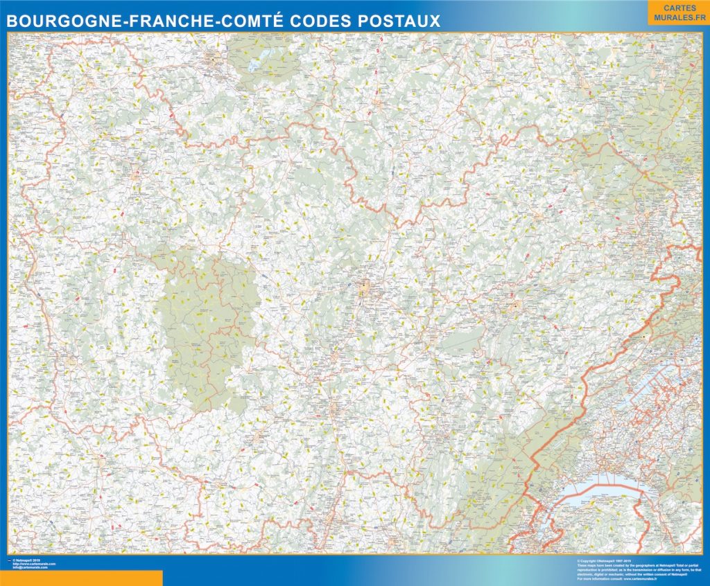 Bourgogne Franche Comte – postinumerokartta – kartta