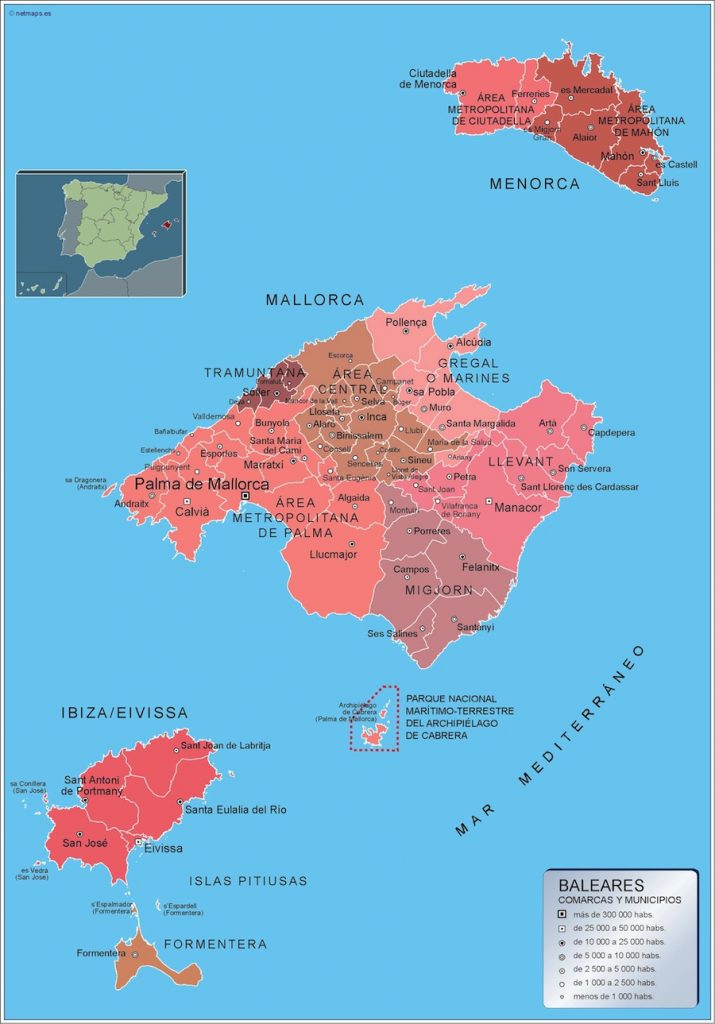 Islas Baleares – kuntakartta