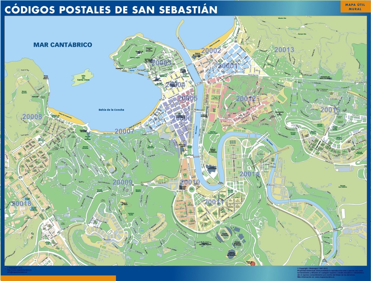 Zip codes San Sebastian map, Zip codes of Spain Suomen kartat ja