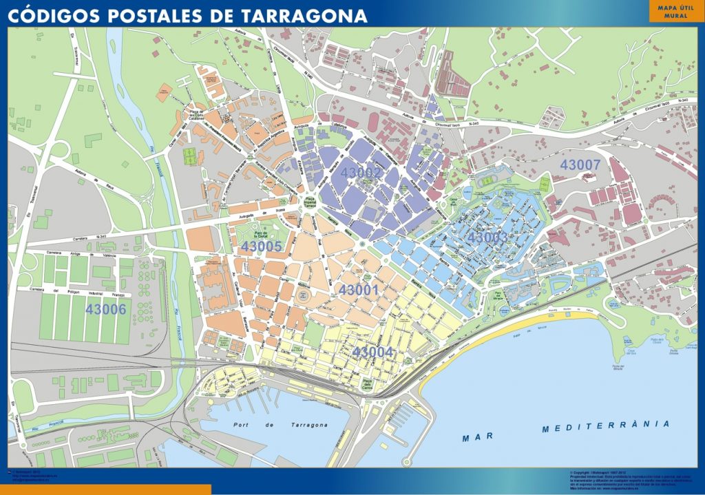Zip codes Tarragona map, Zip codes of Spain Suomen kartat ja maailman